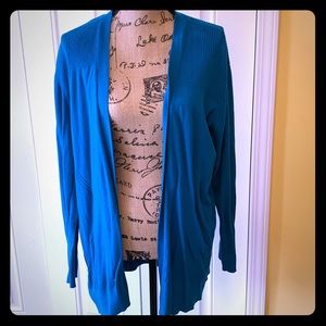 Beautiful turquoise open front sweater